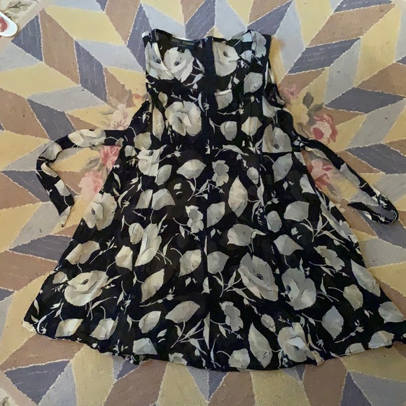 VINTAGE BETSEY JOHNSON SHEER MINI DRESS BLACK & WHITE FLORAL 90s GRUNGE 0 2 4 S - Picture 3 of 10